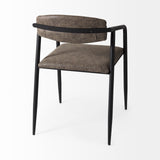 Mercana Langston Dining Chair Brown Faux Leather | Black Metal