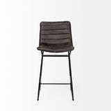 Mercana Meritt Bar/Counter Stool Black Faux Leather | Black Metal