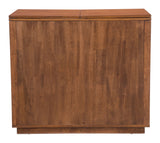 Zuo Modern Linea Acacia Wood Mid Century Commercial Grade Bar Cabinet Walnut Acacia Wood