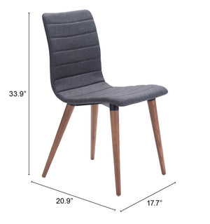Zuo Modern Jericho 100% Polyester, Plywood, Birch Wood Mid Century Commercial Grade Dining Chair Set - Set of 2 Gray, Brown 100% Polyester, Plywood, Birch Wood