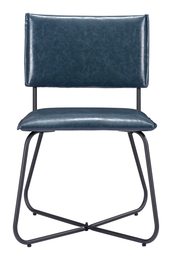Zuo Modern Grantham 100% Polyurethane, Steel, Plywood Modern Commercial Grade Dining Chair Set - Set of 2 Dark Blue 100% Polyurethane, Steel, Plywood