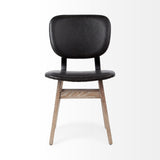 Mercana Haden Dining Chair Black Faux Leather | Brown Wood