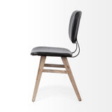 Mercana Haden Dining Chair Black Faux Leather | Brown Wood