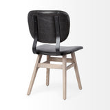 Mercana Haden Dining Chair Black Faux Leather | Brown Wood