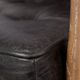 Mercana Phineas Accent Chair Black Leather | Brown Wood