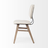 Mercana Haden Dining Chair Cream Fabric | Brown Wood