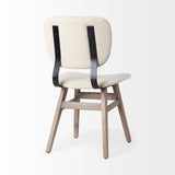 Mercana Haden Dining Chair Cream Fabric | Brown Wood