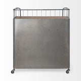 Mercana Udo Bar Cart Gray Metal | Brown Wood