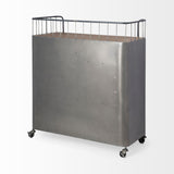 Mercana Udo Bar Cart Gray Metal | Brown Wood