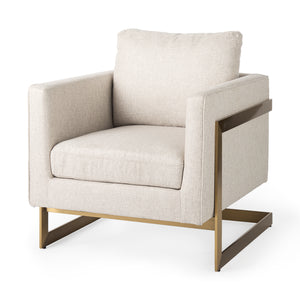 Mercana Rupert Accent Chair Cream Poly-Linen | Gold Stainless Steel