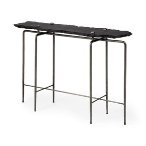 Mercana Pinera Console Table Black Slate | Iron