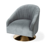 Mercana James Accent Chair Gray/Blue Velvet | Gold Metal