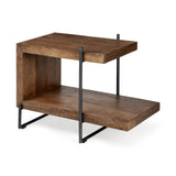 Mercana Maddox End/Side Table Brown Wood | Black Metal | U-shaped