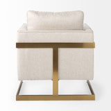 Mercana Rupert Accent Chair Cream Poly-Linen | Gold Stainless Steel