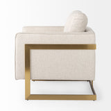 Mercana Rupert Accent Chair Cream Poly-Linen | Gold Stainless Steel