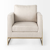 Mercana Rupert Accent Chair Cream Poly-Linen | Gold Stainless Steel