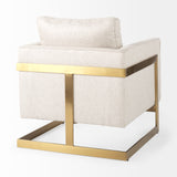 Mercana Rupert Accent Chair Cream Poly-Linen | Gold Stainless Steel