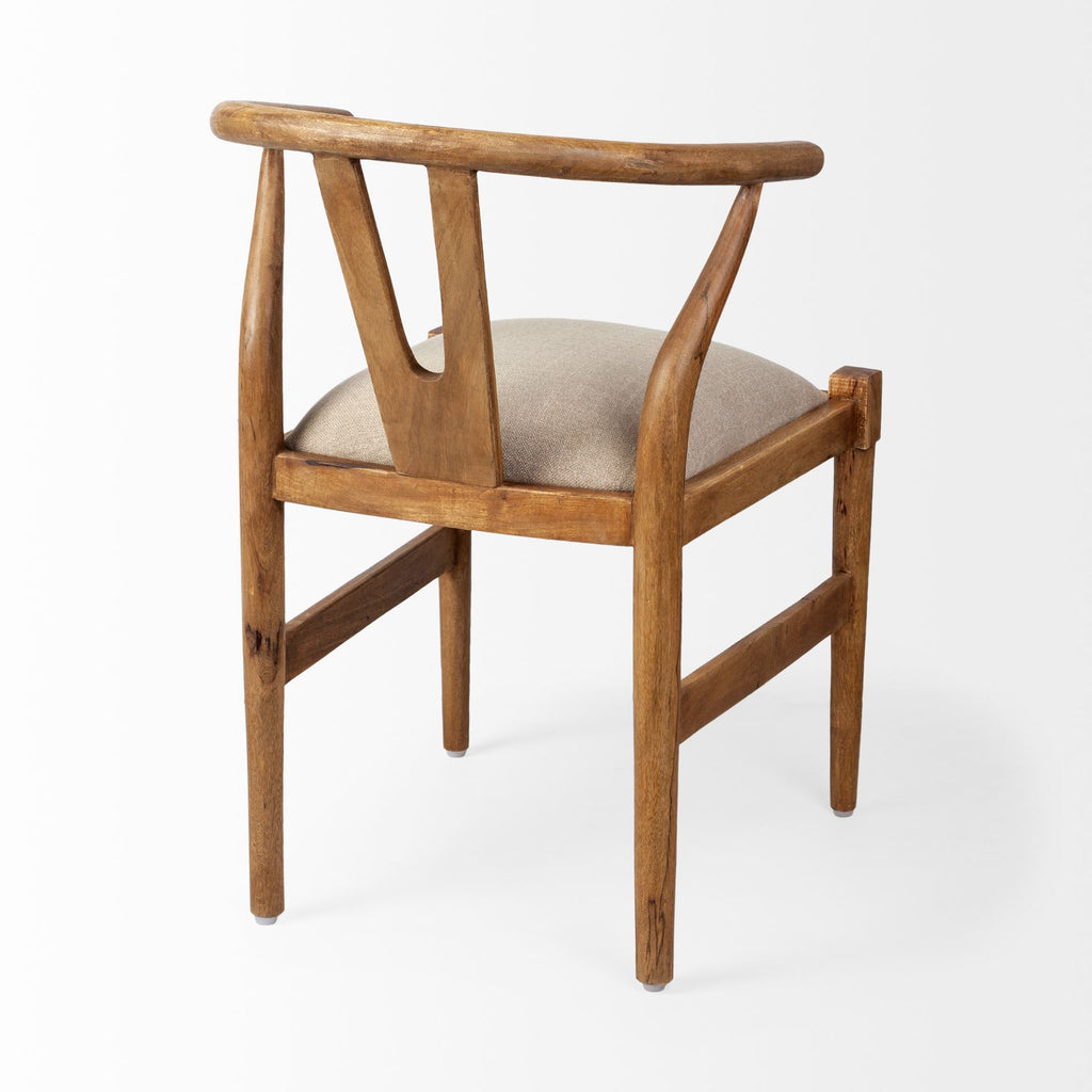 Mercana Trixie Dining Chair Cream Fabric | Brown Wood