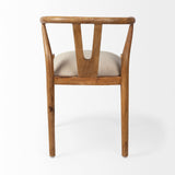 Mercana Trixie Dining Chair Cream Fabric | Brown Wood