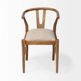 Mercana Trixie Dining Chair Cream Fabric | Brown Wood