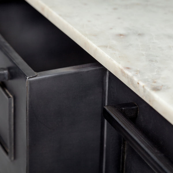 Mercana Fieri Kitchen Island Black Metal | White Marble