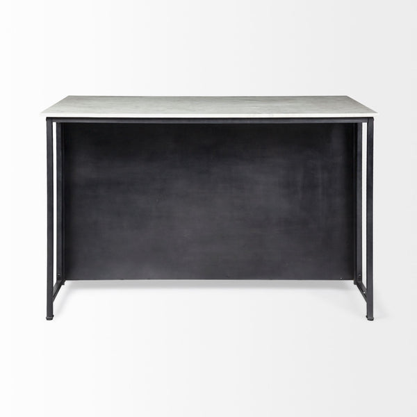Mercana Fieri Kitchen Island Black Metal | White Marble