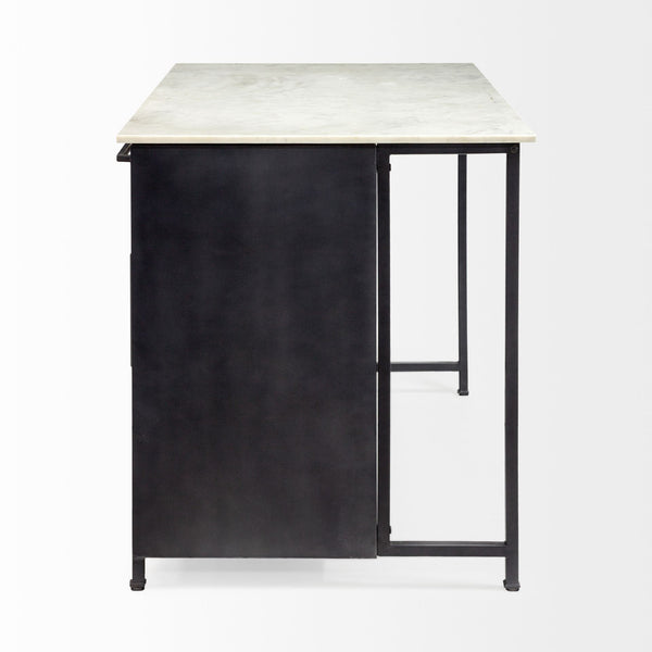 Mercana Fieri Kitchen Island Black Metal | White Marble