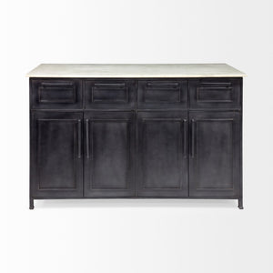 Mercana Fieri Kitchen Island Black Metal | White Marble