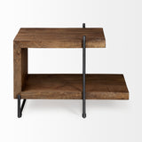 Mercana Maddox End/Side Table Brown Wood | Black Metal | U-shaped