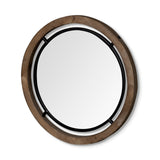 Mercana Josi Wall Mirror Brown Wood| Black Metal | 28"