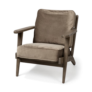 Mercana Olympus Accent Chair Brown Velvet | Brown Wood