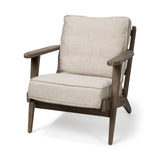 Mercana Olympus Accent Chair Beige Fabric | Brown Wood