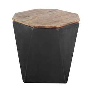 Mercana Esagono End/Side Table Natural Wood | Black Metal