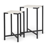 Mercana Lucas Accent Table White Marble | Black Iron