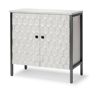 Mercana Savannah Gray Accent Cabinet - 2 Door White | Gray Metal | 2 Door