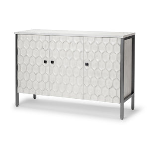 Mercana Savannah Gray Accent Cabinet - 3 Door White | Gray Metal | 3 Door