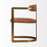 Mercana Hollyfield Dining Chair Brown Leather | Gold Metal
