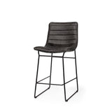 Mercana Meritt Bar/Counter Stool Black Faux Leather | Black Metal