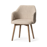 Mercana Ronald Dining Chair Cream Fabric | Brown Wood (Armchair)