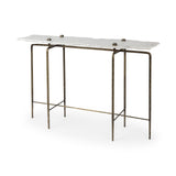 Mercana Pinera Console Table White Marble | Gold Iron