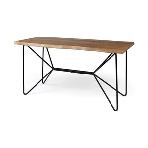 Mercana Papillion Office Desk Natural Wood | Black Iron