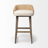 Mercana Monmouth Bar/Counter Stool Cream Fabric | Brown Wood | Bar