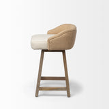 Mercana Monmouth Bar/Counter Stool Cream Fabric | Brown Wood | Counter