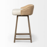 Mercana Monmouth Bar/Counter Stool Cream Fabric | Brown Wood | Bar