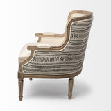 Mercana Elizabeth Accent Chair Cream Fabric | Brown Wood