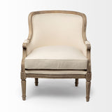 Mercana Elizabeth Accent Chair Cream Fabric | Brown Wood