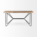 Mercana Papillion Office Desk Natural Wood | Black Iron