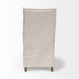 Mercana Elbert Dining Chair Cream Fabric | Brown Wood