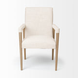 Mercana Palisades Dining Chair Cream | Light Brown Wood | Armed