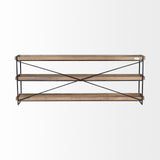 Mercana Trey Console Table Brown Wood | Black Iron